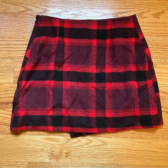 Abercrombie & Fitch red plaid tartan skirt size 2 - Picture 2 of 4